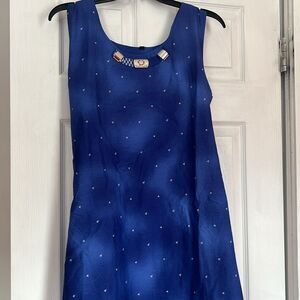 Midi Dress Blue White color Sleeveless Round Neck  2XL but smaller NWOT